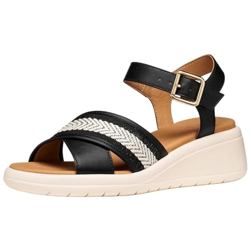 Zeitlich begrenztes Angebot: Geox Damen D MELICONIA G Wedge Sandal, Black, 39 EU von 89.95 € auf 70.16 € (22% Rabatt)