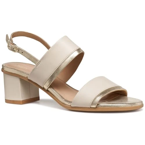Offerta a tempo: Geox Sandalo da donna D AURELY 50 B Heeled Heeled, Papyrus/LT Gold, 35 EU - 40% da 109.90 € a 66.38 €
