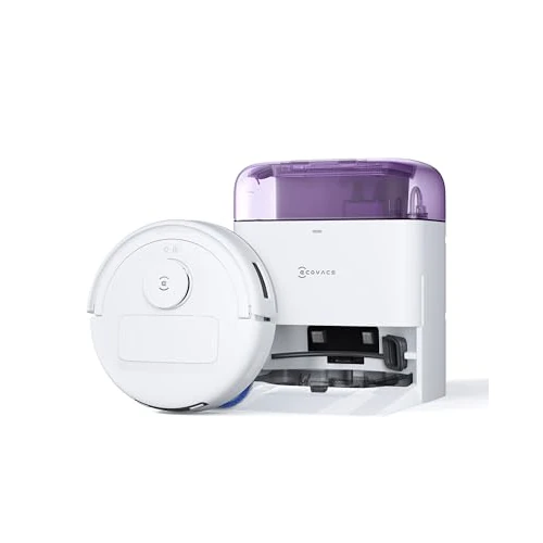 ECOVACS DEEBOT MINI Robot Aspirapolvere Lavapavimenti, 9000Pa, ZeroTangle 2.0, TrueMapping 2.0, Asciugatura ad Aria Calda 45°C, Svuotamento Automatico, Lavaggio Profondo Intelligente, Viola