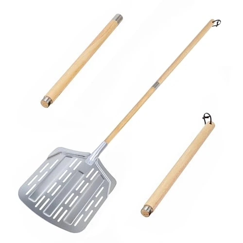 Pala de pizza profesional de aluminio, 36 x 30 cm, con 2 asas extraíbles, superficie grande y resistente pala para pizza para piedra y horno