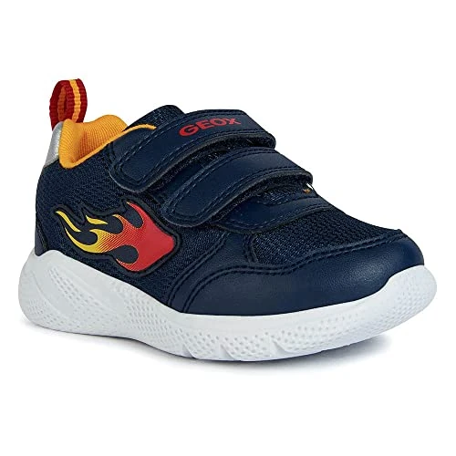 Geox Niemowlęta chłopcy B SPRINTYE Boy C Sneakers, granatowe/żółte, 20 EU