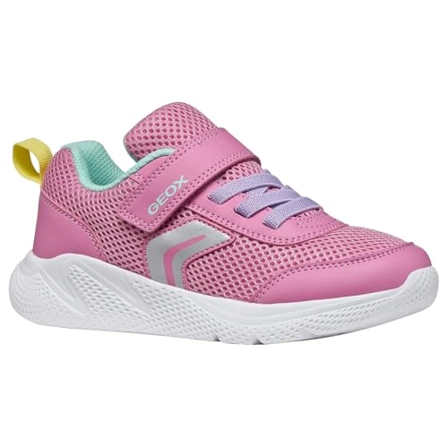 Geox J SPRINTYE Girl B Sneaker, Pink/Watersea, 35 EU