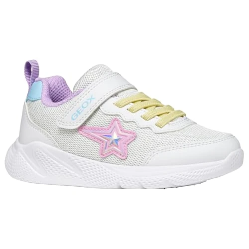 Geox J Sprintye Girl A Trainers, White/Multicolour, 34 EU