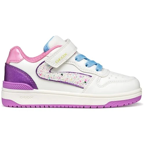 Offerta a tempo: Geox J Washiba Girl A Sneaker, Bianco/Viola Dk, 27 EU - 38% da 49.90 € a 30.82 €