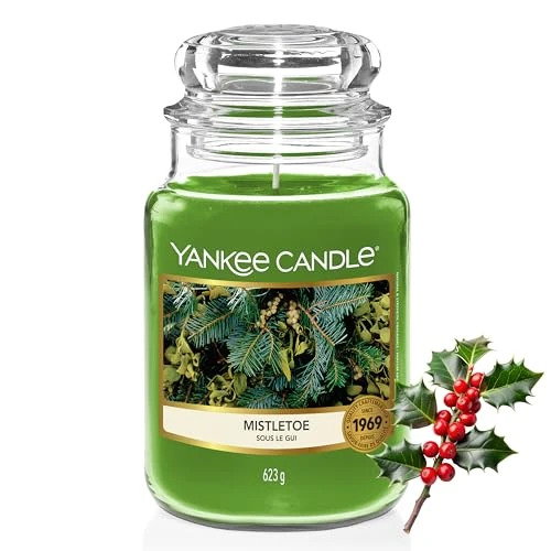 Yankee Candle Świeca zapachowa – duży słoik Misletoe – długie świece: do 150 godzin – prezenty dla kobiet