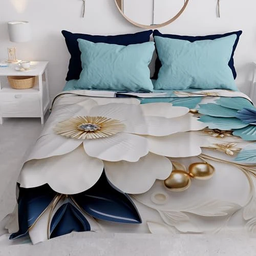 Begrenztes Angebot: PETTI Artigiani Italiani - Tagesdecke für französisches Bett, Frühling, Sommer, leichte Decke für französisches Bett, Bettdecke, Blumenmuster 05-19, 100% Made in Italy von 39.35 EUR auf 39.35 EUR (Rabatt 0%)