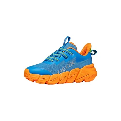 Geox J FLEXYPER Fast Boy Sneaker, LT Blue/Arancione, 37 EU