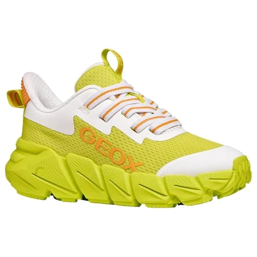 Geox J FLEXYPER Fast Boy Sneaker, Lime/Bianco, 28 EU