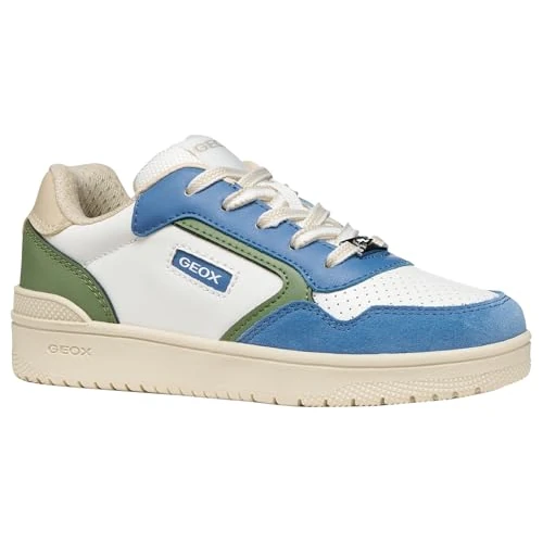 Offerta a tempo: Geox J Washiba Boy D Sneaker, White/Dk Sky, 36 EU - 38% da 67.90 € a 41.93 €