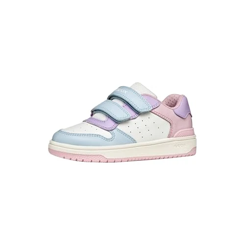 Geox J Washiba Girl B Sneaker, Crystal/LT Lilac, 34 EU