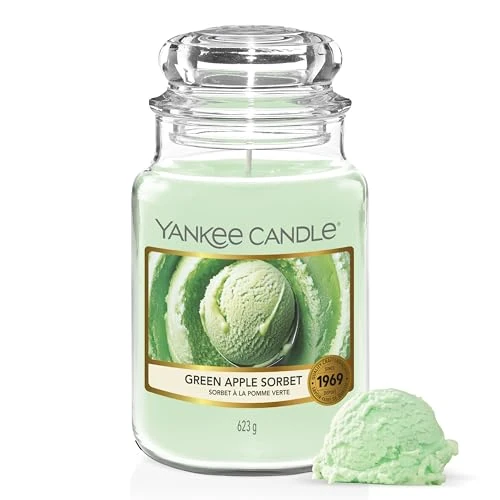 Yankee Candle Geurkaars - Grote pot van groene appelsorbet - lange brandende kaarsen: tot 150 uur - cadeaus voor vrouwen