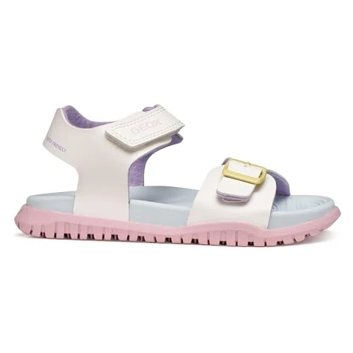 Oferta limitada: Geox J FUSBETTO GI Sandalia, White/Multicolor, 33 EU de 45.00 € a 40.99 € (ahorro 9%)