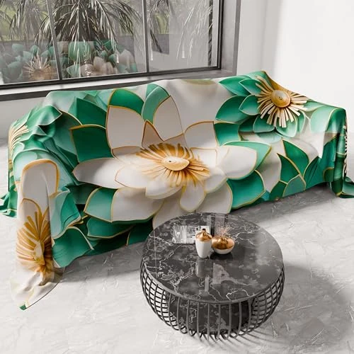 PETTI Artigiani Italiani - Drap de Protection en Microfibre Multi-Usage Anti-Taches 180x270 cm, Housse de Canapé, Couvre Lit, Couverture de Canape, Floral 05 7, 100% Made in Italy