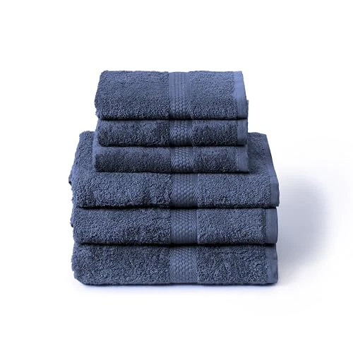Caleffi Juego de 6 toallas de baño con invitados, compuesto por 3 toallas de cara de 55 x 100 cm + 3 toallas de bidet de 40 x 60 cm – Algodón 100% suave y ultra absorbente – ducha, cara y hospitalidad