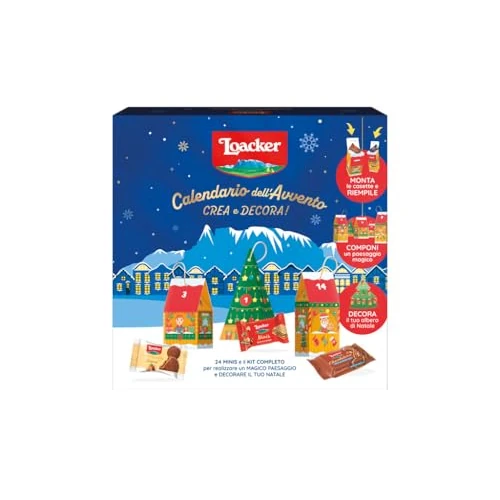 Offerta a tempo: Loacker, Calendario dell'Avvento 2025 con 24 Bontà Loacker, Wafer e Cioccolatini in 10 Gusti Diversi, Cofanetto Blu con Kit per Decorare le tue Feste, Idea Regalo per Natale - 35% da 19.99 € a 12.90 €