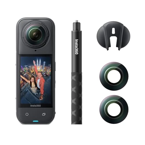 Oferta limitada: Insta360 X5 - Paquete de lentes de repuesto - Cámara de acción impermeable 8K de 360°, luz baja, efecto invisible de palo selfie, lente resistente y reemplazable, batería de 3 horas, audio claro de 664.00 € a 525.00 € (ahorro 21%)