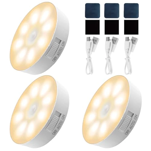 Limited offer: FerraDrend Pack of 3 8 LEDs Night Light with Motion Sensor Battery/Rechargeable, LED Motion Sensor Indoor, 3 Adjustable Modes, Auto/On/Off for Bedroom, Toilet, Cupboard, Hallways - 3000 K Warm White from 15.99 EUR to 15.99 EUR (save 0%)