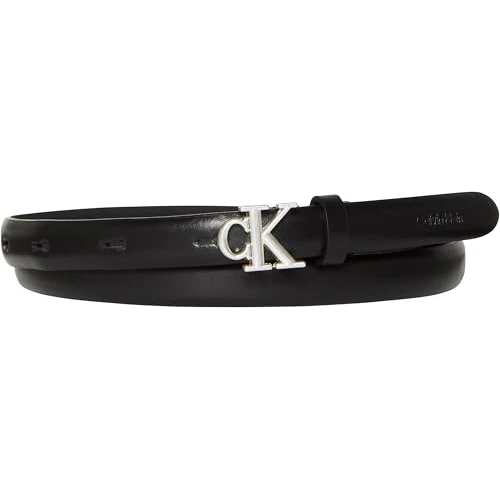 Calvin Klein Femme CK Buckle 15mm Fixed Belt Lv04f7055g Ceintures, Black(Black/Old Silver), 85 cm