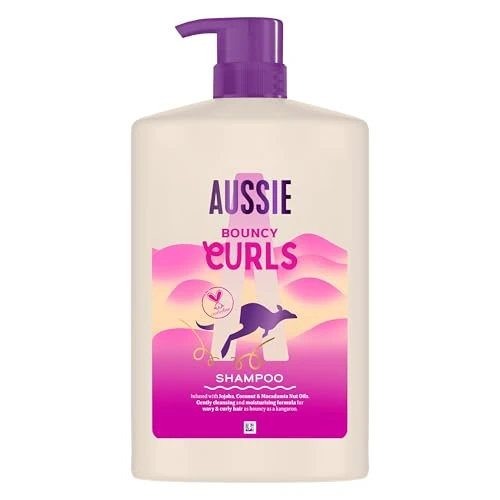 Aussie Bouncy Curls Champú 1000ml, limpia Suavemente e Hidrata el Pelo Ondulado y Rizado, enriquecido con Aceites de Jojoba, Coco y Macadamia Australiana, sin Silicona, Vegano y CrueltyFree