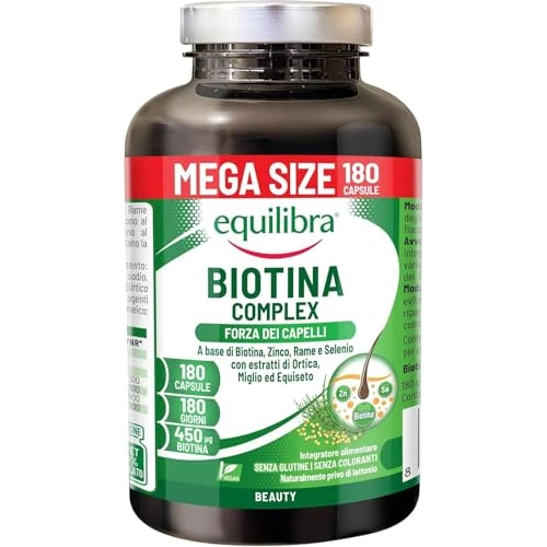 Offre limitée : Equilibra Biotine Hautement Dosée 450 mcg, pour les Cheveux et les Ongles, avec Zinc, Cuivre, Sélénium, Extraits d’Ortie, de Millet et de Prêle, Végan, Sans Gluten, Sans Lactose, 180 Gélules de 24.90 EUR à 17.89 EUR (remise 28%)