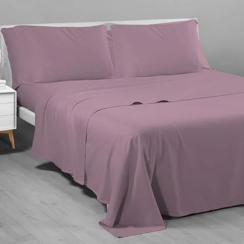 Tijdelijke aanbieding: Riad Arredo Effen beddengoedset van 100% Italiaans katoen, zacht, percale, delicaat handwerk, gemaakt in Italië (cyclamen, maxi-tweepersoonsbed) van 59.90 EUR naar 47.92 EUR (korting 20%)