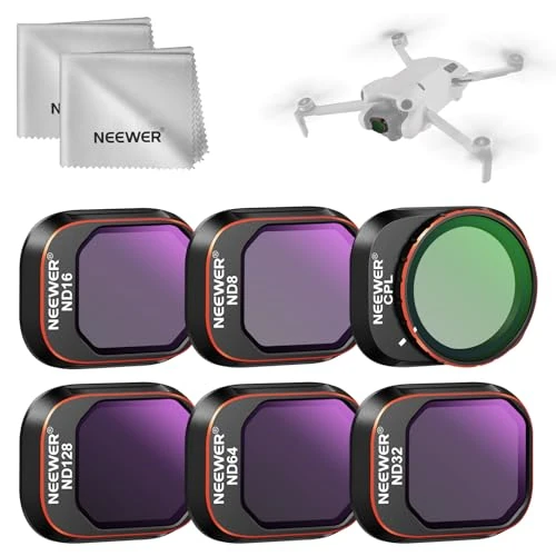 Offerta a tempo: NEEWER Set di filtri ND compatibili con DJI Mini 4 Pro, 6 confezioni di vetro ottico multicoated HD ND8 ND16 ND32 ND64 ND128 CPL Circolare, filtro a densità neutra, 2 panni per la pulizia - 25% da 33.31 € a 25.08 €