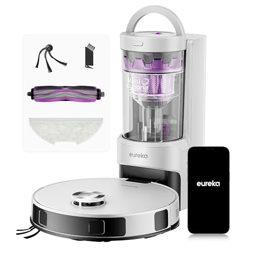 EUREKA Robot E20 Evo Plus, 10 000 Pa, odporny na szorowanie, 180 min zasięgu, mapowanie LDS, podstawa bez worka, sterowanie głosem, biały