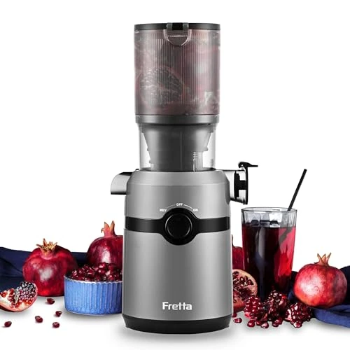 Zeitlich begrenztes Angebot: Fretta Entsafter Slow Juicer mit 108 mm XL Öffnung&1L Kapazität,Entsafter Gemüse und Obst,200W Saftpresse elektrisch mit Cold Press,Einfache Reinigung und Leiser Motor,BPA-frei (Graphite Grey) von 159.99 € auf 159.99 € (0.00% 