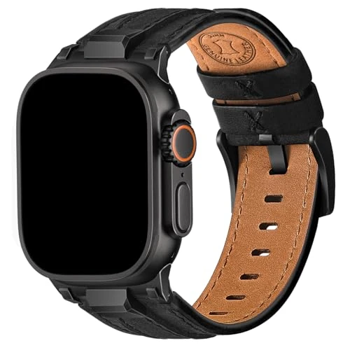 Offerta a tempo: Wristitani Cinturini Pelle Compatibile con Apple Watch 49mm 46mm 45mm 44mm 42mm per Uomo, in Vera Pelle con Connettore Metallo Cinturino Ricambio per iWatch Ultra2/3 Series 11 10 9 8 7 6 5 4 3 - 20% da 20.99 € a 16.79 €