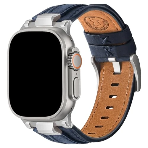Tijdelijke aanbieding: Wristitani Leren bandje compatibel met Apple Watch, voor heren, in 49/46/45/44/42 mm, van echt leer, met duurzame metalen connector, vervangbandje voor iWatch Ultra Series 10, 9, 8, 7, SE, 6, 5, 4, 3 van 23.26 EUR naar 23.26 EUR (korting 0%)