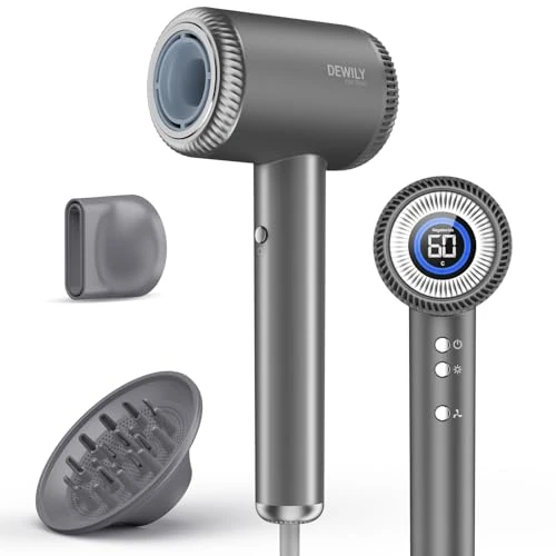 Tijdelijke aanbieding: DEWILY Haardroger met magnetische diffuser, met borstelloze motor van 110.000 tpm, droogt snel reisföhn, haardroger met 300 miljoen negatieve ionen, grijs met 2 sproeiers van 84.27 EUR naar 84.27 EUR (korting 0%)