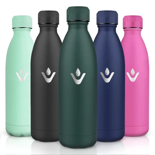 Motswedi Thermosfles, 1 liter, BPA-vrij, thermosfles, 18/8 roestvrij staal, dubbelwandig, waterfles voor sportschool, school, sport, kantoor, militair groen