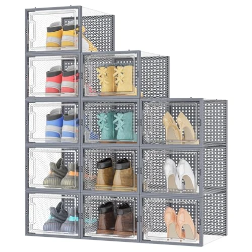 Offerta a tempo: HOMIDEC 12 Scatole per Scarpe Trasparenti Impilabili, Adatte Fino al 46 EU - 5% da 35.99 € a 34.19 €