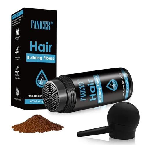 Haarvezelpoeder, haarverdichting, haarpoeder voor vrouwen en mannen, verdikt haarpoeder voor of dun haar, bulthaar voor het camoufleren van de aanzet (middenbruin)