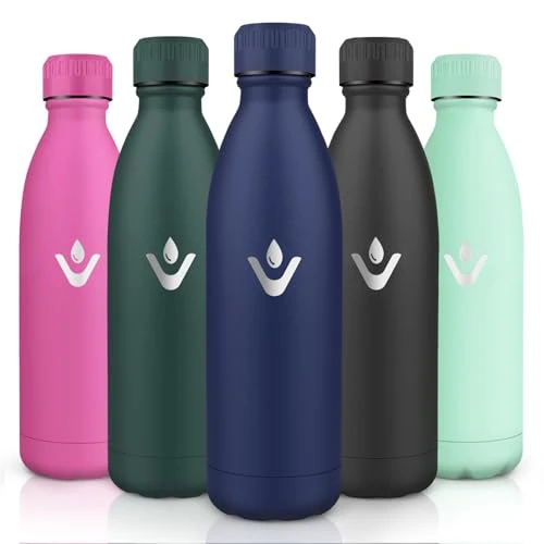 Motswedi Trinkflasche Edelstahl, 1000 ml Kalt&Warm, Edelstahl Trinkflasche, Vakuumisolierte, Thermosflasche, Auslaufsicher, Wasserflasche für Sport, Schule, Fitness, Schule, Outdoor, Dunkelblau