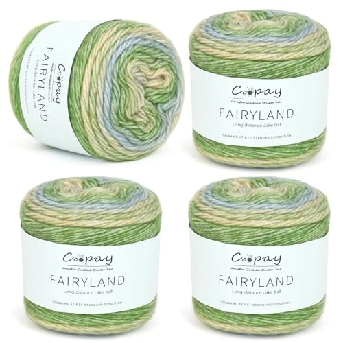Tijdelijke aanbieding: Coopay Gradiëntgaren, 4 x 100 g, kleurverloop, wol voor haken, meerkleurig kleurverloopgaren, mooi kleurverloopwol, super zacht haakgaren, wol voor breien, elegante truien, hoeden, sjaal - groen van 30.99 EUR naar 30.99 EUR (korting 0%)