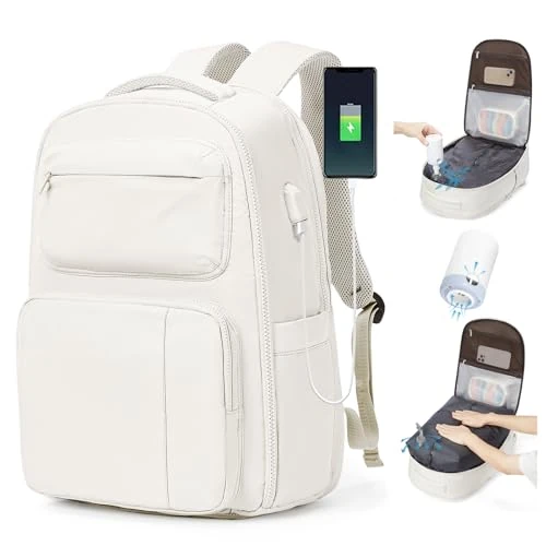 BJLFS Ryanair Travel Backpack with Vacuum 40 x 30 x 20 x 20 cm, 40 x 20 x 25 cm, Ryanair with Pump Cabin Bags for Easyjet 45 x 36 x 20 cm with Vacuum Compression, Casual Backpack for Laptop, D03-Beige