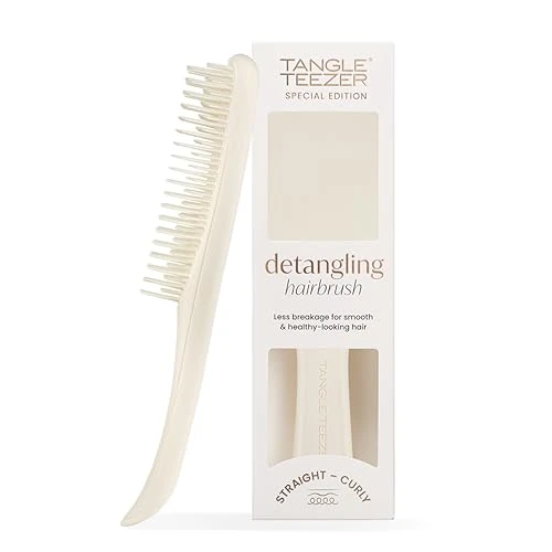Tangle Teezer Ultimate Detangler Hairbrush, For Wet and Dry Hair, Detangling Brush For All Hair Types, Two-Tiered Teeth Reduce Breakage and Eliminate Knots, Porcelain Cream, Matte Finish