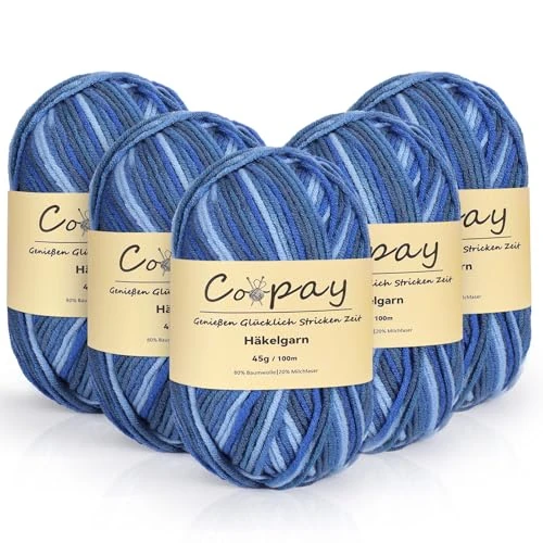 Oferta ograniczona: Coopay Wełna do szydełkowania, 5 x 45 g, przędza gradientowa, 5 nitek do robienia na drutach, miękka, gruba wełna do szydełkowania, kolorowa przędza do robienia na drutach, piękna przędza akrylowa dla z 16.99 EUR na 11.99 EUR (znizka 29%)