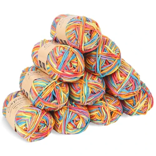 Tijdelijke aanbieding: Coopay Wol voor haken, kleurverloop, haakgaren, 10 x 45 g, wol om te breien, zachte kleurrijke melkvezel, katoen om te haken, 5-dradig, mooie haakwol voor sjaal, sokken, babykleding, pop, regenboog van 22.99 EUR naar 22.99 EUR (korting 0%)