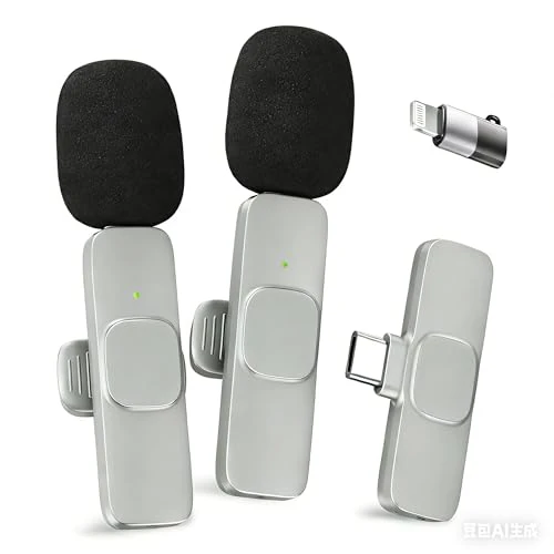 YRF 2 TX + 1 RX + custodia di ricarica, microfono lavalier wireless, cancellazione intelligente del rumore, registrazione interna galleggiante a 32 bit, portata 274 m, microfono per iPhone, Android