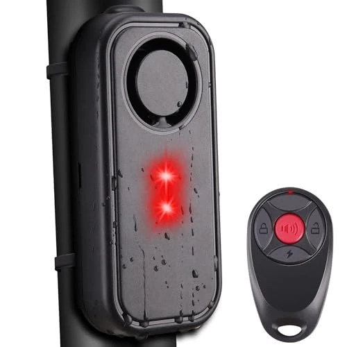 Rupse Alarma de Bicicleta con Control Remoto,113dB con luz LED Alarma Antirrobo de Bicicleta para Moto Vehículos IP66 Impermeable