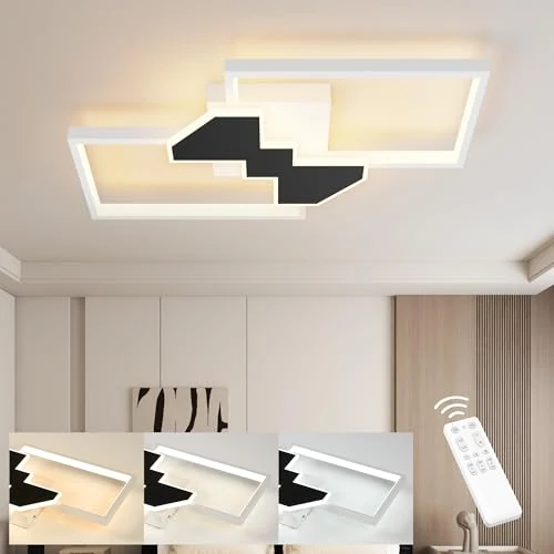 Limitiertes Angebot: Baerolc LED Deckenlampe Wohnzimmer, 32W 50cm Deckenleuchte dimmbar mit Fernbedienung Schlafzimmerlampe weiß Wohnzimmerlampe Modern Küchenlampe Eckig Deckenbeleuchtung für Wohnzimmer Schlafzimmer von 59.99 EUR auf 39.99 EUR (Spare 33%)