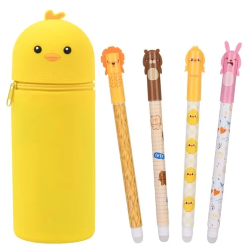 Oferta limitada: OFFCUP Kawaii Estuche Escolar, 2 en 1 Estuche Silicona Stitch con 4 Bolígrafos de Gel Borrable, Extensible Estuches Niño, Portalápices de Mesa para Niñas Niños Adolescentes Estudiantes (Pollo) de 13.99 EUR a 13.99 EUR (ahorro 0%)