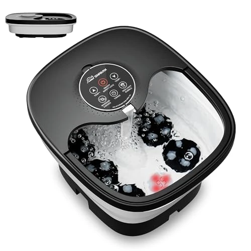 Offre limitée : Snailax Bain de pieds pliable électrique Shiatsu avec chauffage, 3 modes de massage|14 niveaux de chauffage|24 rouleaux Shiatsu|Bulles|Lumière rouge|6 minuteries|Poignées, bac pour les pieds de 99.99 € à 99.99 € (0.00% de remise)