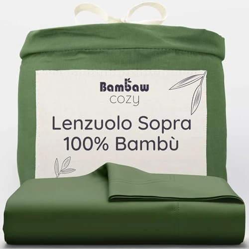 Offre limitee: Bambaw Drap Plat Bambou 180x290 cm, Linge de Lit Bambou Hypoallergénique, Drap Rafraichissant Adulte, Antiacarien et Anti Transpiration, Linge Lit 1 Personne, Certifié Oeko-Tex (Olive) de 43.95 EUR a 43.95 EUR (economie 0%)