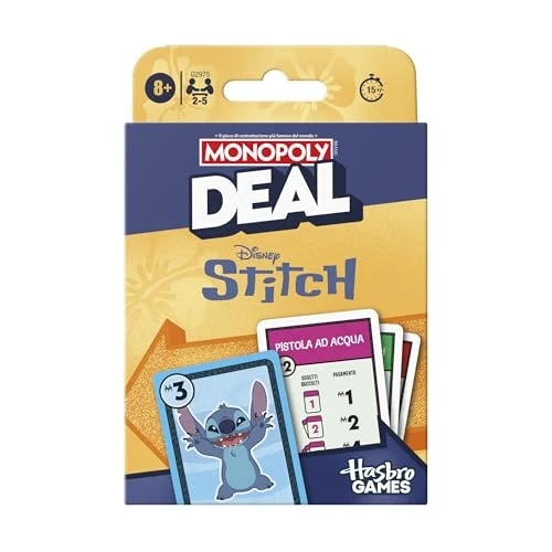 Offerta a tempo: Gioco di carte Monopoly Deal: Disney Stitch Edition - Versione italiana - 48% da 9.99 € a 5.20 €