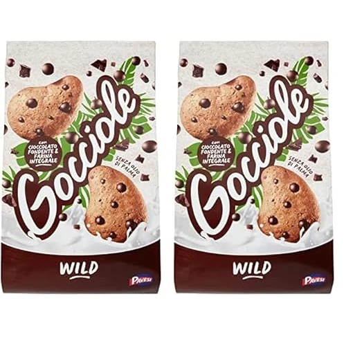 Pavesi Biscotti Gocciole Cioccolato Wild Integrali, Biscotti da Colazione - 350 gr (Confezione da 2)