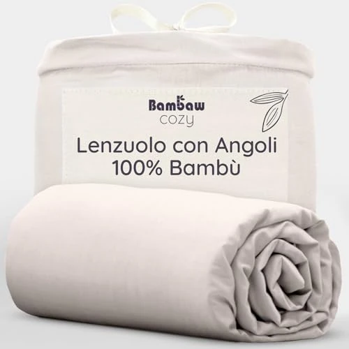 Offerta a tempo: Bambaw Lenzuolo angoli 160x200 bambu, Altezza fino a 35cm, Lenzuolo rinfrescante e antiacaro, Biancheria da letto morbida, Lenzuola fresche, Lenzuola fibra di bambu certificate Oeko-Tex (Sabbia) - 10% da 52.95 € a 47.65 €
