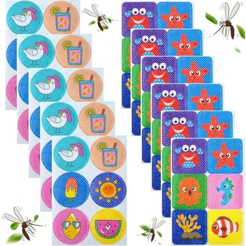Dufuso 60 stuks stickers voor muggen, muggenpleisters voor kinderen, muggenafweerpleisters voor kinderen en volwassenen voor outdoor-activiteiten, kamperen, vissen en reizen